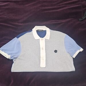 Viktor & Rolf Light Gray and Blue Colorblock Polo